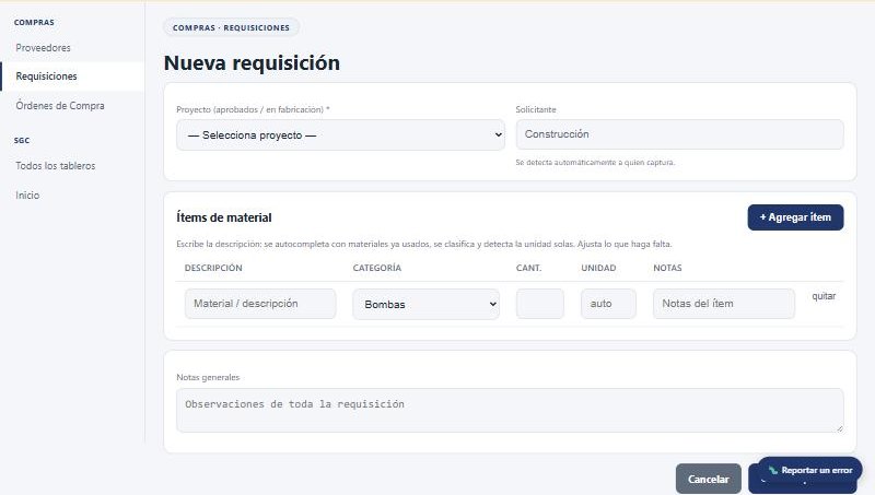 Requisición inteligente